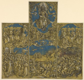 The Last Judgment, c. 1500, pen in black, gray washed, with yellow, blue and brown red watercolors,