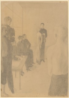 Recruitment, pencil, sheet: 24.7 x 17.2 cm, Not marked, Otto Meyer-Amden, Bern 1885–1933 Zürich