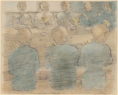 Study on preparation, pen and crayon, sheet: 22.3 x 27.7 cm, Not specified, Otto Meyer-Amden, Bern