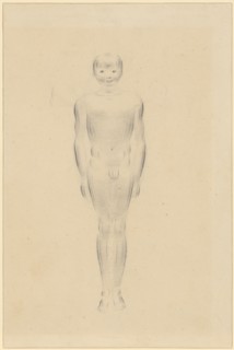 Knabenakt with closed legs and stretched arms, pencil, sheet: 27.4 x 18.1 cm, unsigned, Otto
