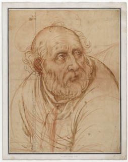The Apostle Peter, c. 1585, brush in brown and gray, red chalk, firmly wound, Leaf: 55.2 x 43 cm,