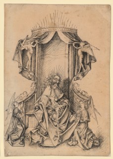 Mercy seat, c. 1470, feather in black, over lead handle relief, on reddish-tinted paper, sheet: 29