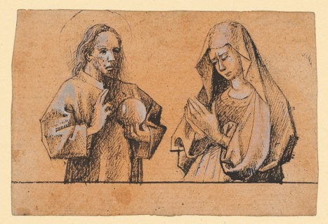 Christ as Salvator and Mary in half-figures, c. 1460/70, pen and brush in black, heightened with a