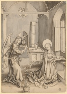 The Annunciation to Mary, pen in black, gray and greyish brown, sheet: 30.8 x 22 cm, unmarked, Jörg
