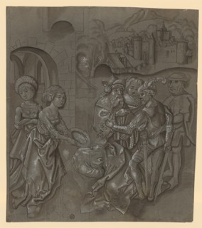 The decapitation of the John the Baptist, c. 1500, pen in black, brown washed, heightened in white,