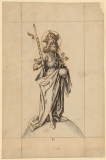 Emperor Henry the Holy, c. 1500, quill in brown, over traces of charcoal engraving, gray washed,