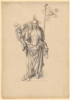 Risen Christ, Feather in Dark Brown, Washed in Gray, Journal: 22.1 x 15.6 cm, Unsigned, Jörg