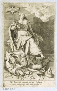 Personification of Prayer (Precatio), 1579, copperplate engraving on paper, folia: appr. 14 x 9 cm,