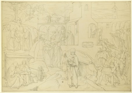 Vita Sanctae Marinae (The Life of St. Marina), 1838, pen and brush in gray and black over pencil,