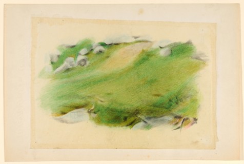 Landscape study Amden, colored pencil on translucent paper, laid down on backing paper, Sheets: 17