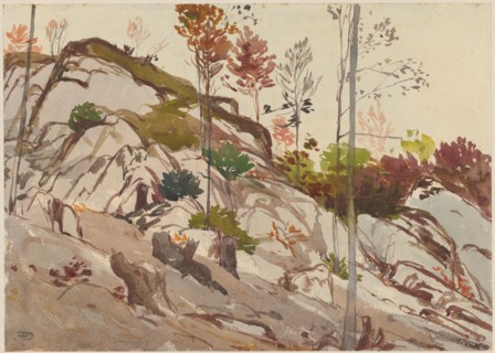 Jurassic rock at Arlesheim, watercolor over pencil, sheet: 24.5 x 34.5 cm, U. l., monogrammed in