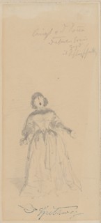 Singer, (c. 1850-1860), pencil, sheet: 17.3 x 8 cm, O. r., inscribed in pencil: s ingt v d sone [n