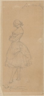 The dancer Rosa Martin, pencil, sheet: 18.6 x 8.4 cm (largest mass), O. r., inscribed in pencil: