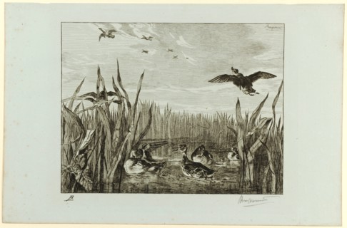 Sarcelles, 1853 (print 1900/1914), etching on bluish paper, 5th condition (of five), Edition 100 Ex