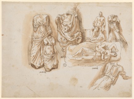 Statue of Polyphemus (Palazzo Barbo), Dead Amazone (Palazzo Medici), other unidentified sculptures,