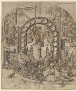 Design for a wall painting or a glass painting with the legendary founding of Basel, around
