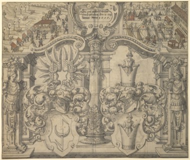 Broken glass with the coats of arms Lukas Martin and Heidelin, in the upper picture the journeyman