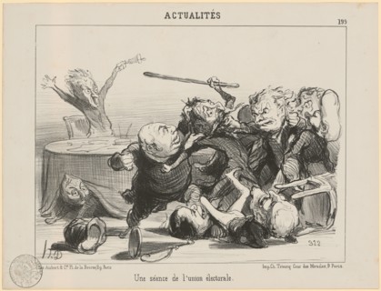 Une séance de l'union électorale, 1851, chalk lithograph, 2nd condition (from 3), sheet: 25.6 x 33