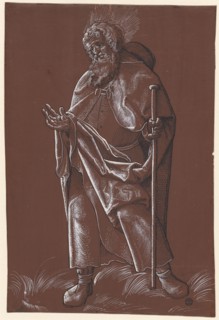 The apostle James Major, feather in black, heightened with white, on brown primed paper, page: 30.3