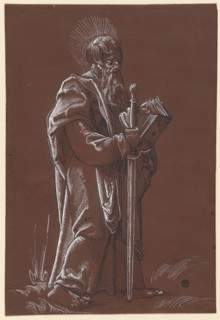 The Apostle Paul, pen in black, heightened with white, on brown-primed paper, page: 30.2 x 20.2 cm,