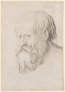 Head of a bearded man, left, black chalk, partially wiped, sheet: 31.8 x 22.2 cm, unsigned, Hans