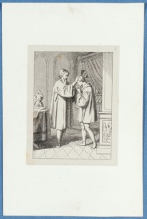 Holbein is received by Thomas Morus, around 1857, pen lithograph, mounted on base paper, mounted in