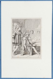 Holbein portrays Anne Boleyn, around 1857, pen lithograph, mounted on base paper, mounted in