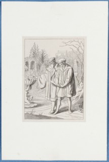 Holbein with Henry VIII in the garden, around 1857, pen lithograph, mounted on base paper, mounted