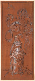 Girl with impaled heart, c. 1510/14, pen in black, pen and brush in white, with brush pink and