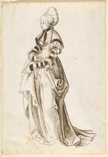 Citizen's Woman with Hood, 1st H. 16th C., Feather in Brown Black, Washed, Journal: 21.4 x 14.7 cm,