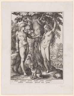 Fall of Man, 1585, copperplate, plate: 21.5 x 15.7 cm |, Leaf: 27.1 x 20.9 cm, U. l., inscribed: