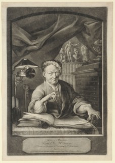 Self-portrait by Johann Elias Ridinger on the drawing table, 1767, mezzotint (scrawp), sheet: 42 x