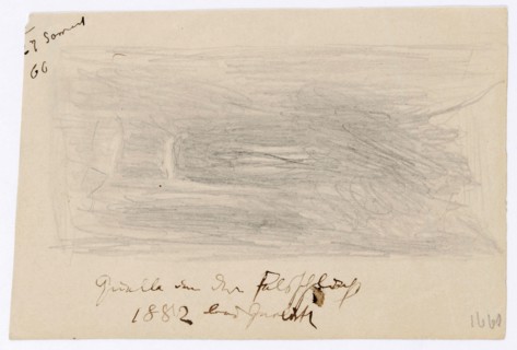 Remembrance sketch after the painting by Arnold Böcklin Quell in a canyon, 1866, pencil, sheet: 10