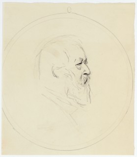 Portrait of Arnold Böcklin in profile to the right, 1897, charcoal, sheet: 24 x 20.8 cm, Hans