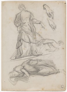 After Paul Veronese: Esther and one of Loth's daughters, 1866/69, pencil, verso: pencil, sheet: 24
