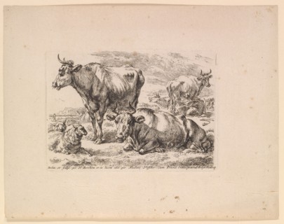 Cows in the pasture, 1679-1680, etching, sheet: 21.2 x 27.3 cm |, Plate: 11.9 x 16.9 cm, in the