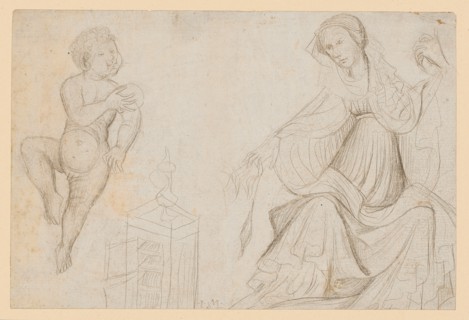 Child Jesus and Seated Mary with a spindle, 1st quarter of the 15th c., Silver pencil, on paper