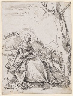 Mary with a Child in the Landscape, c. 1516, Feather in Black, Journal: 14.8 x 11.2 cm, Unsigned,