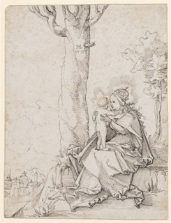 Maria with child in the landscape, 1512 or 1517, feather in black, small, Supplements with pen in
