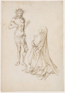 Christ the Sorcerer of pain, appearing to a nun (?), Feather in light brown, Leaf: 30.7 x 21.3 cm,