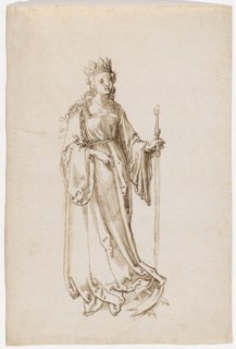 St. Catherine, 1st half of the 16th century, feather in brown, Journal: 216 x 144 mm, 146, Not