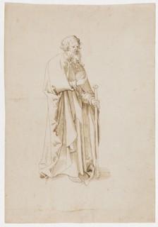 The apostle James the Elder, with pilgrim's staff and shell, 1st half of the 16th century, feather