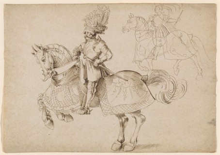 Two Horsemen, left, 1st half of the 16th century, feather in brown, leaf: 21.7 x 30.9 cm, unsigned,