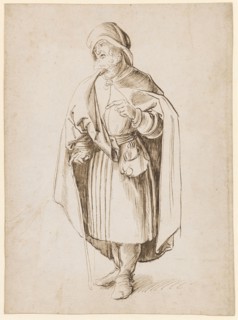 Bearded Man with Hat, 1st Half of the 16th Century, Feather in Brown, Sheet: 29.6 x 22 cm, Not
