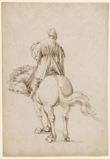 Rider in Rear View, 1st Half of the 16th Century, Feather in Brown, Sheet: 31.2 x 21.3 cm, Not