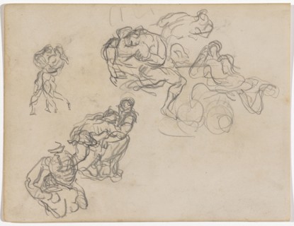 Study to the picture The orgy, 1864/68, pencil, verso: Chalk in black, Leaf: 17.9 x 23.4 cm, Not
