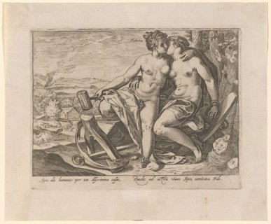 Spes and Fiducia, c. 1582, copperplate, plate: 16.1 x 21 cm |, Leaf: 21.9 x 26.1 cm, U. M. r.,