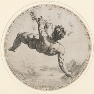 Phaeton, 1588, copperplate, sheet: (diameter) 33.3 cm (trimmed at the edge of plate), U.M.