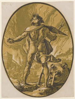 Pluto, 1588/90 (probably print 1617/20), chiaroscuro woodcut of three plates (two clay plates in