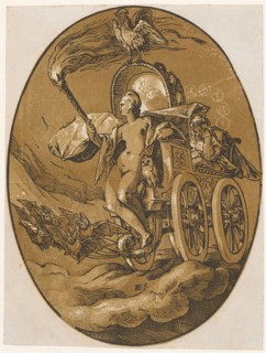 Nox, 1588/90 (probably print 1617/20), chiaroscuro woodcut of three plates (ocher, light brown and